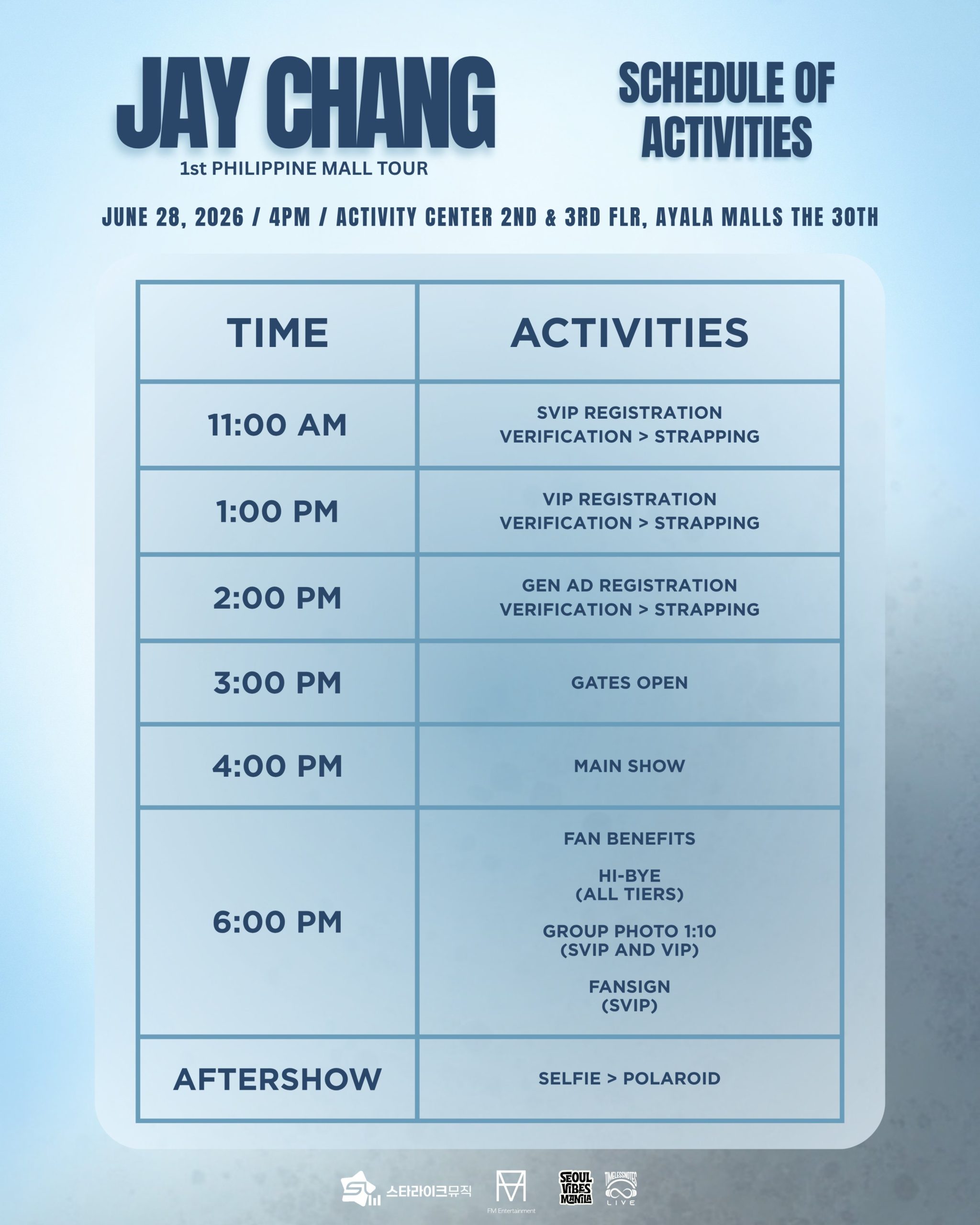 0628 JAY CHANG - AYALA MALLS THE 30TH SCHEDULE 0628 JAY CHANG AYALA MALLS THE 30TH SCHEDULE